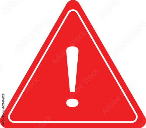 Exclamation mark danger warning sign illustration in red triangular road symbol for safety and caution