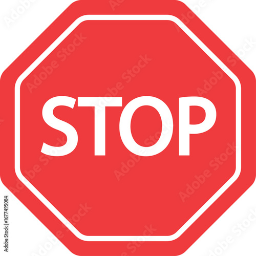 Stop road sign isolated on white vector illustration