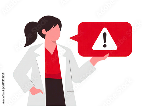 Doctor sharing important health alert with attention sign, raising awareness, vector design, medical notice