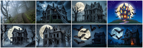 Haunted houses and flying bats spooky creepy