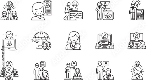 Human resource management with recruitment, interviews, and candidate selection for job opportunities