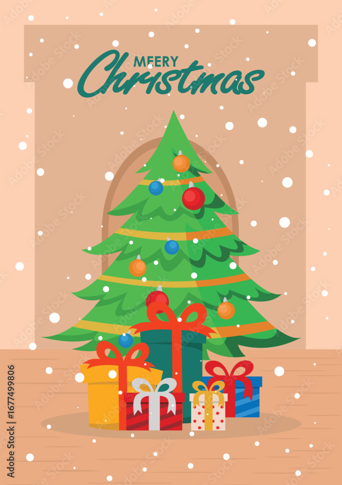 Fototapeta premium Merry christmas and happy new year instagram and facebook story