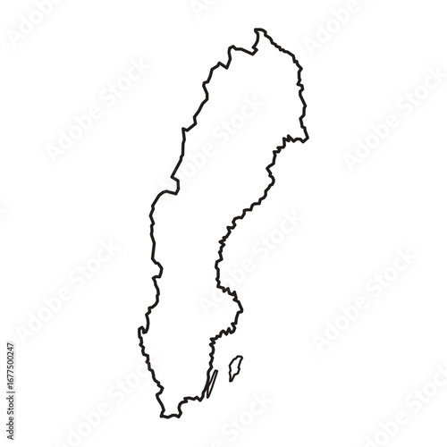 Sweden Black Outline Map Graphic Illustration