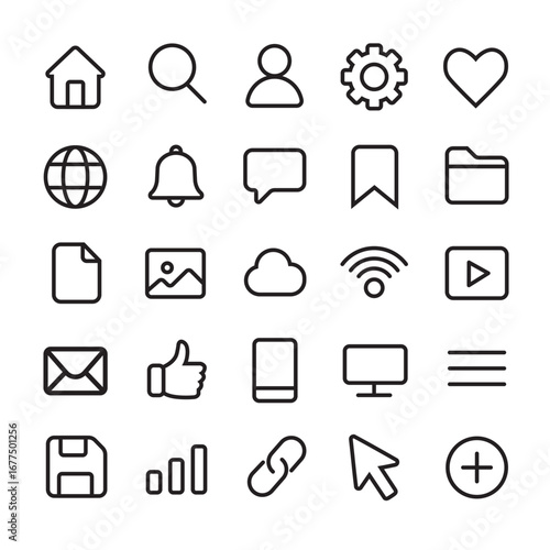 Universal Basic Web and UI Vector Line Icons Set,
Computer Icon Set.