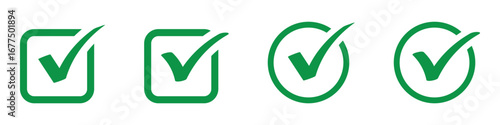Checkmark icon green color editable on white background