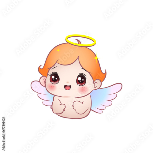 Cute vector illustration of an waiting angel baby