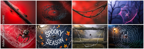 Spiders webs spooky halloween arachnid