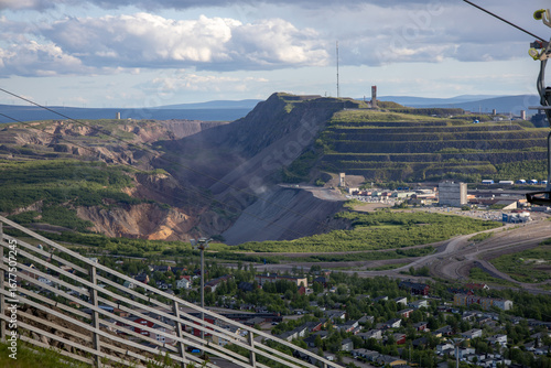 Panoramic view of central Kiruna with the LKAB mining area in the background in Norrbotten County Sweden