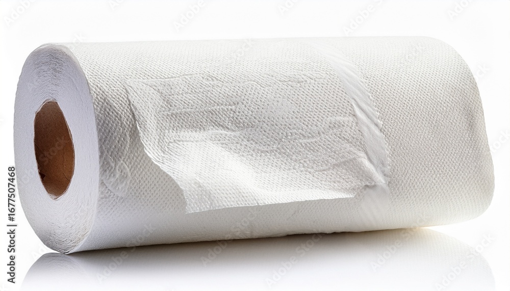 Fototapeta premium a roll of white toilet paper isolated on transparent background