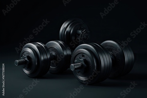 Wallpaper Mural Black dumbbells on dark background (1) Torontodigital.ca
