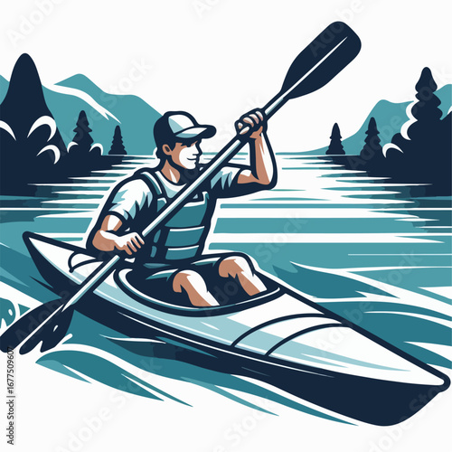 vector illustration of kayaker