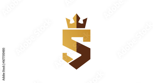 Elegant golden and brown 'S' initial logo with regal crown emblem for premium brands