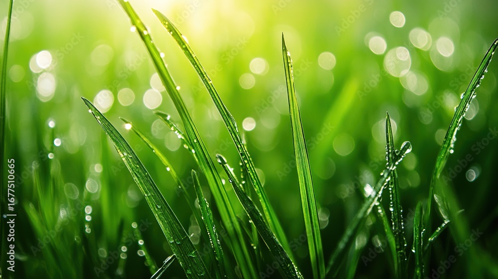 Fototapeta premium Macro detail of water droplets forming patterns on wet