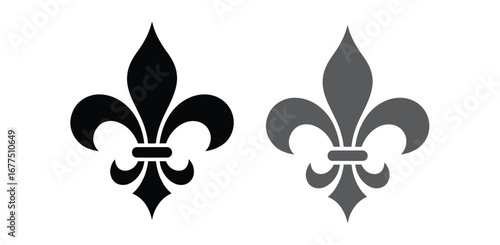 Fleur De Lis icon. Vector illustration. Fleur de lys vintage design element or icon in black suitable for heraldry and classic decoration design in various shapes