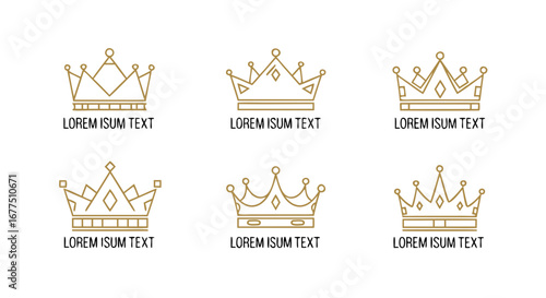 Elegant gold crowns with clean lines offer versatile branding and luxury design elements for premium businesses