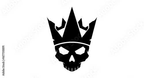 Striking black skull crowned with sharp geometric spikes represents power and dominance.