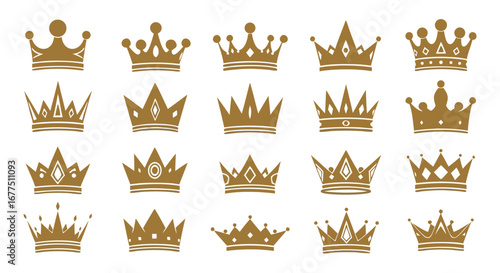 Discover elegant golden crowns symbolizing royalty, power, and achievement for your next project.