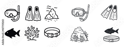 Watersport Sketch Icons