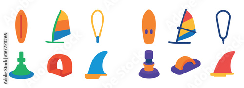 Windsurfing Icons Grid