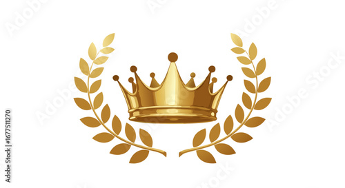 Golden crown and laurel wreath symbolize achievement, victory, and regal success for prestigious recognition.