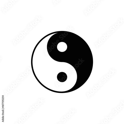Minimalist black and white yin yang symbol design