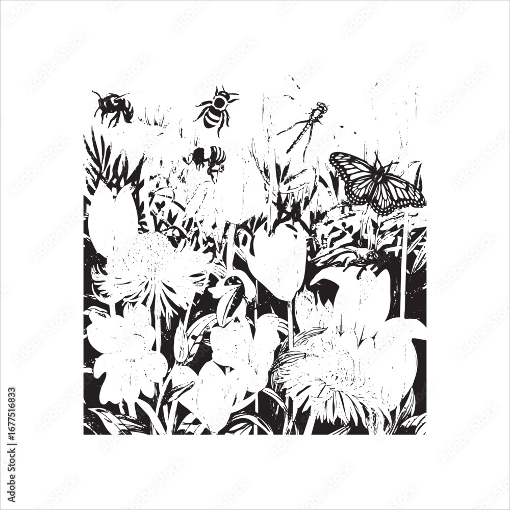 Fototapeta premium insects vector art black and white
