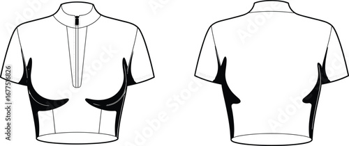 Cycling jersey, short sleeve, sportswear, aerodynamic fit, black accents, breathable fabric, high collar, zipper front, athletic gear, bike clothing, performance wear, race appare 