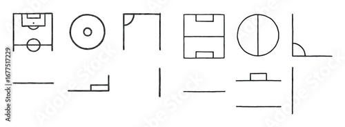 Football Field Sketch Icons