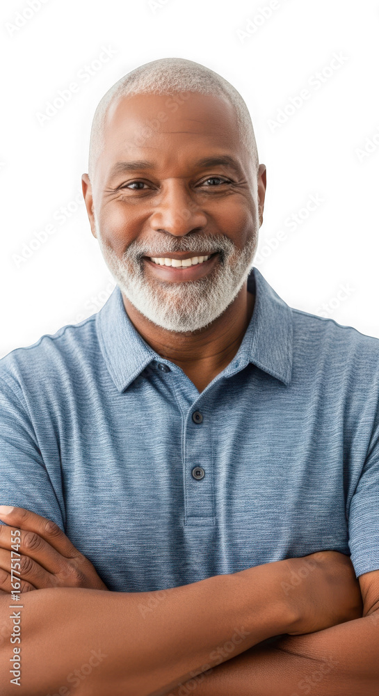 Fototapeta premium Confident Senior Man with Arms Crossed, Smiling Warmly
