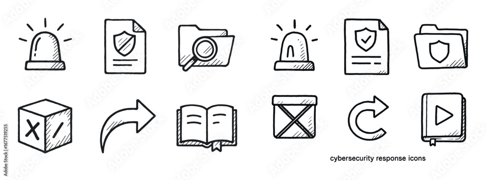 Fototapeta premium Cybersecurity Icon Grid