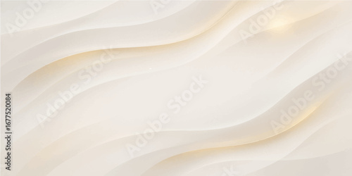 Silky smooth white and gold satin fabric with flowing curves and a soft, luminous texture