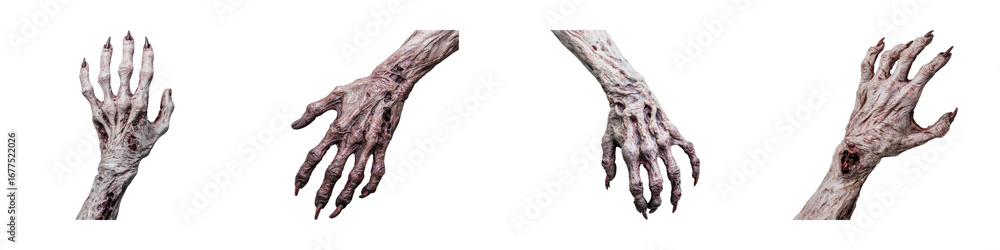 Fototapeta premium A series of four hands, each displaying unique textures and patterns