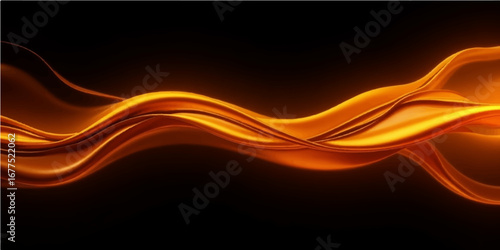Vibrant orange and yellow fire waves create a flowing abstract art design for a striking background illustration