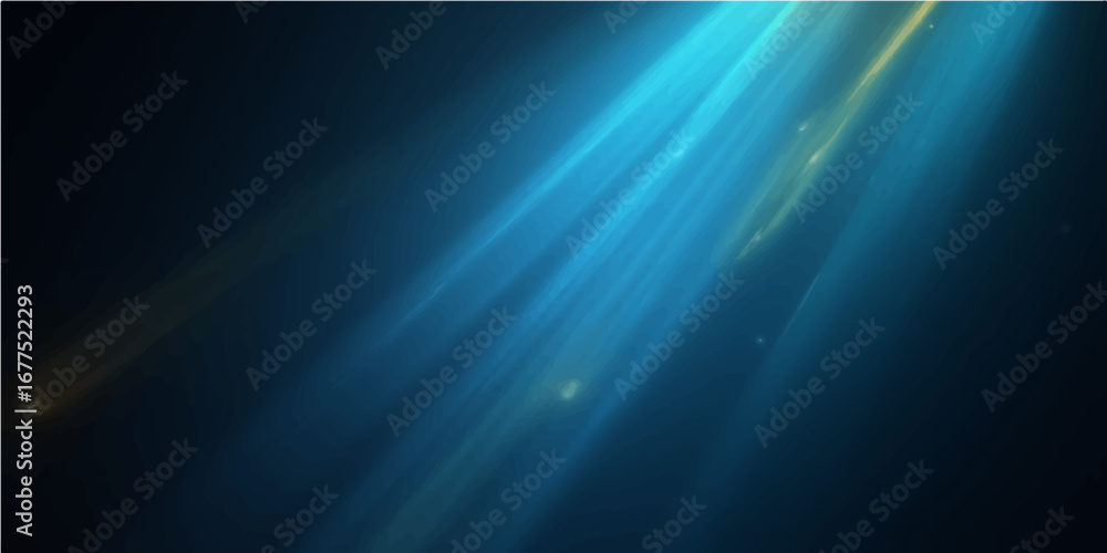 Fototapeta premium Blue rays of light shine through a dark, abstract background with a motion blur effect