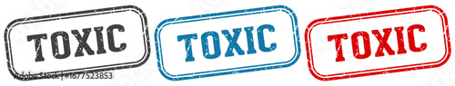 toxic stamp. toxic rectangular stamp set isolated on white background