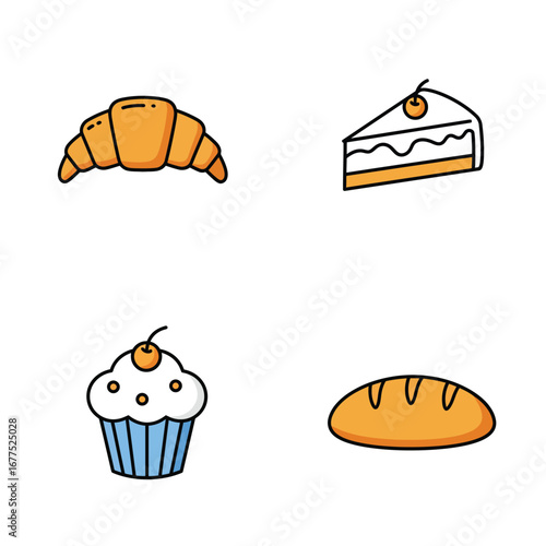 Assortment of Delicious Baked Goods and Pastries Illustrated.