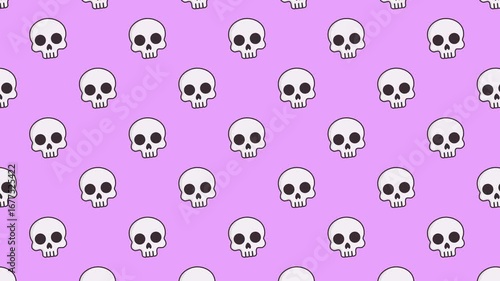 seamless pattern background with animated skull 4k video.