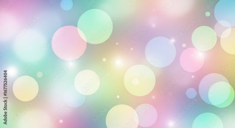 Fototapeta premium Soft Pastel Bokeh Circles with Gentle Sparkle and Dreamy Gradient Background
