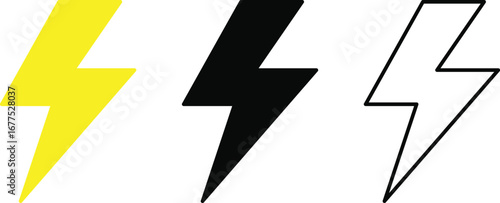 Three lightning bolt icons in yellow black and white