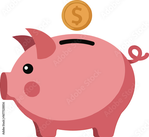 piggy bank and coins