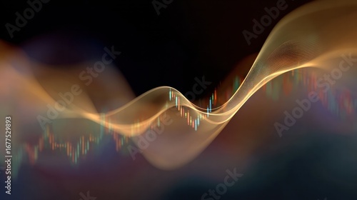Financial Wave: A sophisticated graphical representation embodies the dynamics of financial markets, with elegant lines and vibrant colors symbolizing fluctuations and trends.
