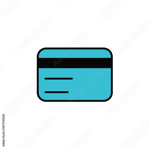 Free Download Turquoise credit card back icon with black magnetic stripe and signature lines flat design. - GFXLoad