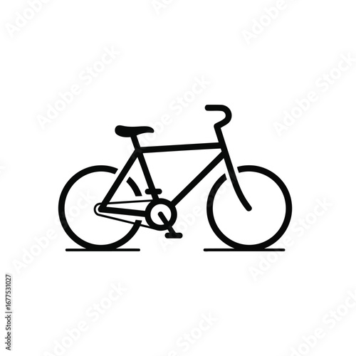 A minimalist black line art icon of a bicycle with two flat tires on a white background.