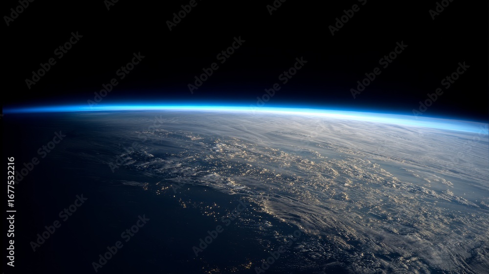 Fototapeta premium Stunning highaltitude photograph captures Earths curvature and ozone layer