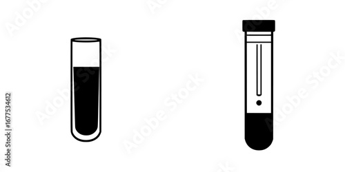 Vector illustration of minimalist black-and-white laboratory test tubes for scientific research design