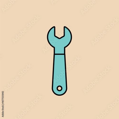 Light Teal Wrench Icon Simple OpenEnded Spanner Illustration.