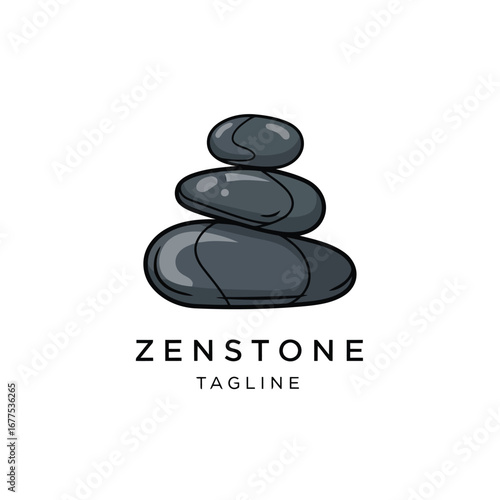 Zen stone logo design featuring three stacked stones, conveying a sense of balance and tranquility.