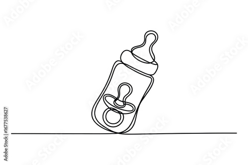 One Line Drawing of a Baby Bottle | Vector Art for a Baby and Parenthood.