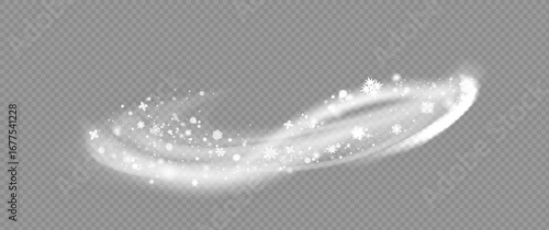 Snow and wind. White gradient decorative element on a transparent background. Christmas winter and snow with fog. Snowstorm, blizzard or swirl. Vector