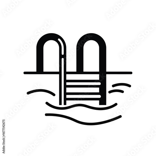 Swimming pool steps and ladder graphic illustration.